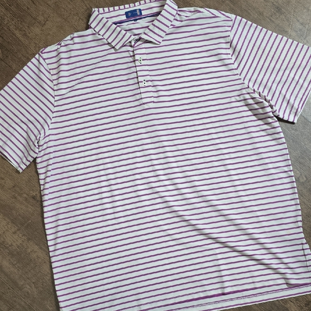 STITCH‎ Striped Purple White Golf Polo Shirt Sz XXL